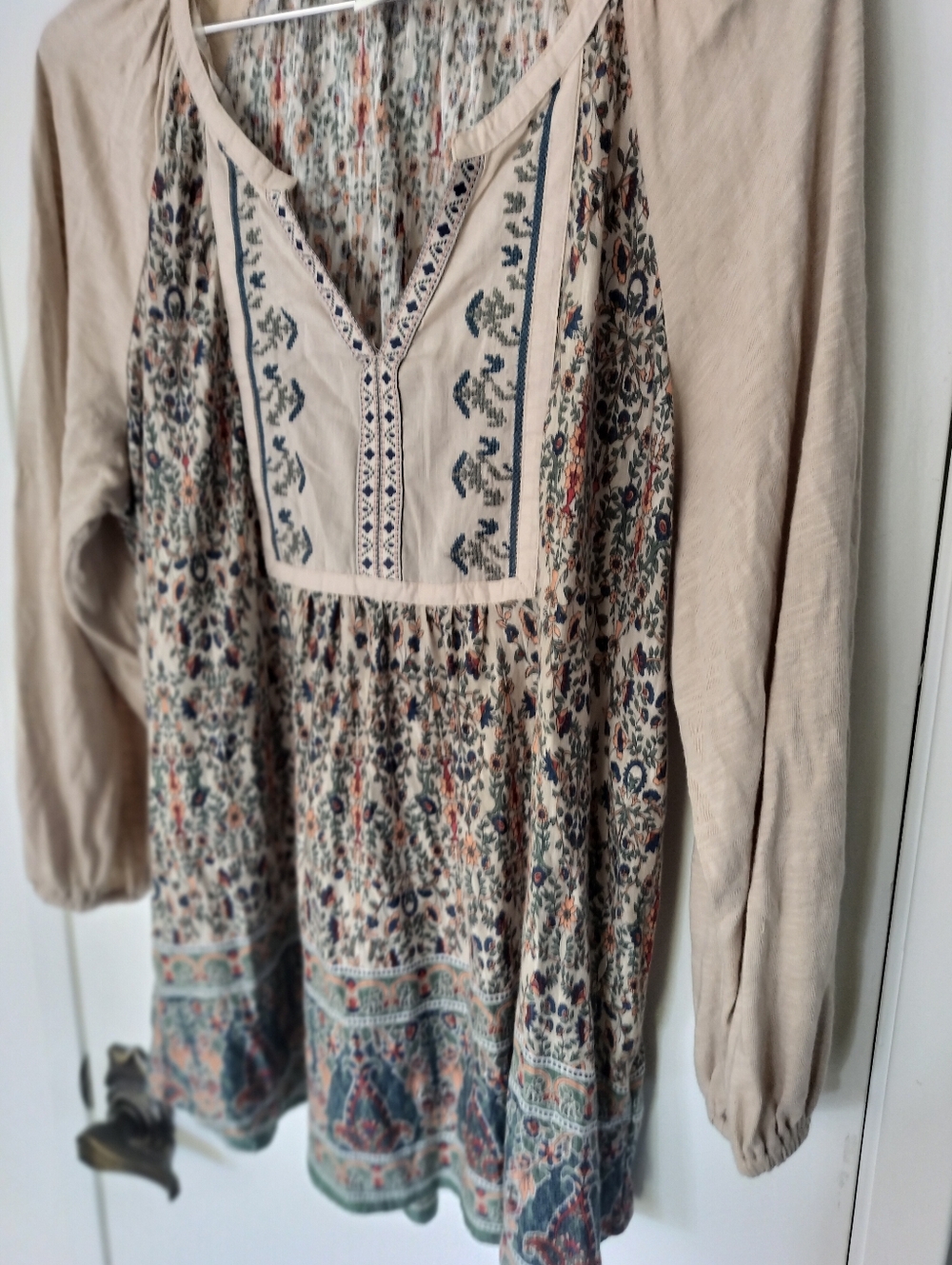 Vintage America long-sleeve boho peasant top in a size Large Cotton Modal Blend - Picture 4 of 8